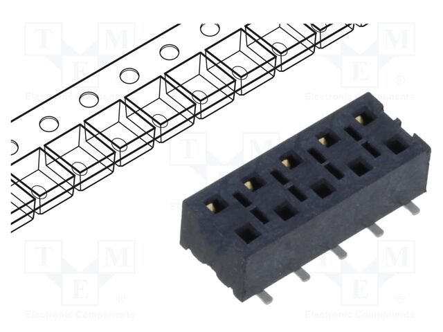 Connector: pin strips; female; 2.54mm; gold-plated; SMT; socket