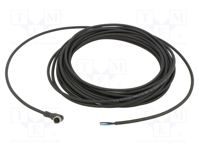 Connection lead; M8; PIN: 3; angled; 10m; plug; 60VAC; 4A; -5÷80°C