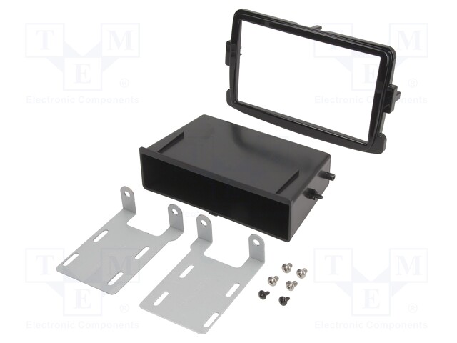 Radio mounting frame; Dacia,Opel,Renault; 2 DIN; black gloss