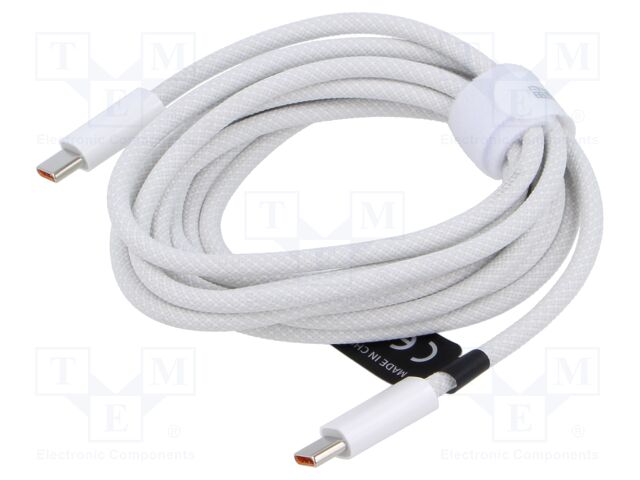 Cable; High Speed,USB 2.0; USB C plug,both sides; 2m; white; 100W