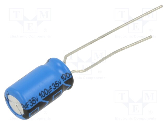 Capacitor: electrolytic; THT; 100uF; 35VDC; Pitch: 2.5mm; ±20%