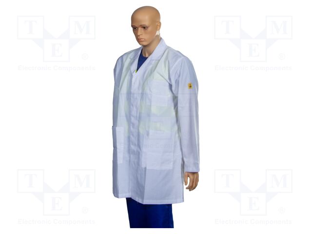 Coat; ESD; L; cotton,polyester,conductive fibers; white; 115g/m2