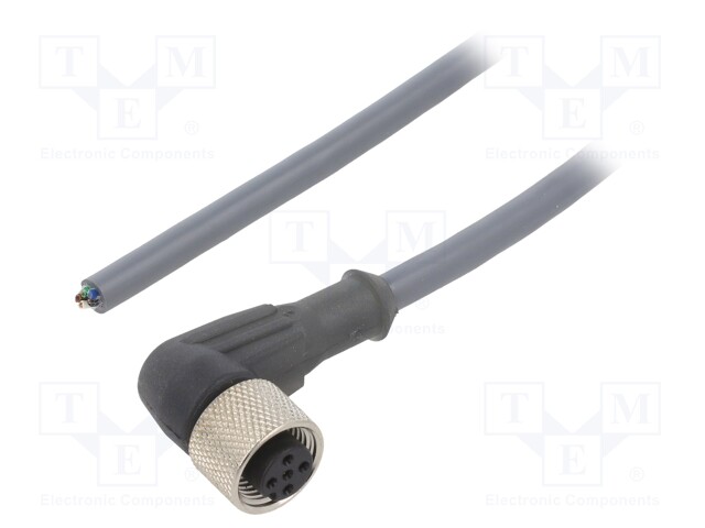 Connection lead; M12; PIN: 5; angled; 5m; plug; 63VAC; 2.2A; -25÷80°C