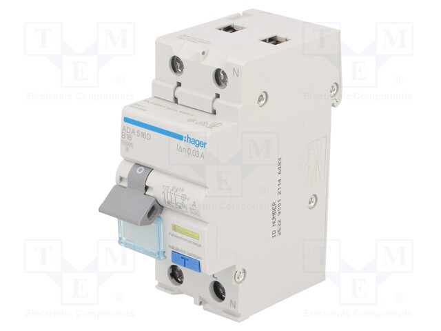 RCBO breaker; Poles: 1+N; DIN