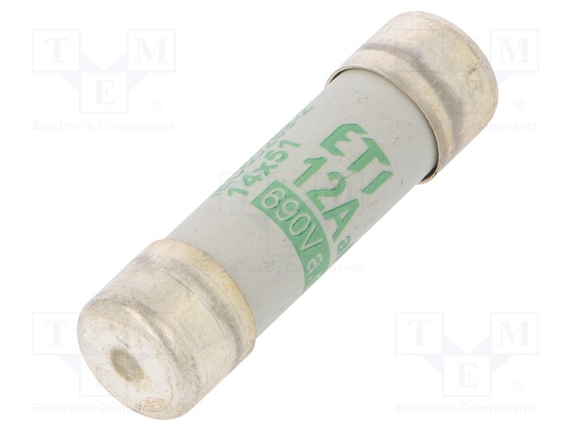 Fuse: fuse; aM; 12A; 690VAC; cylindrical,industrial; 14x51mm