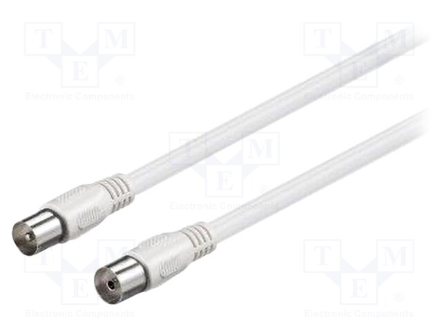 Cable; 75Ω; 1.5m; coaxial 9.5mm socket,coaxial 9.5mm plug; white