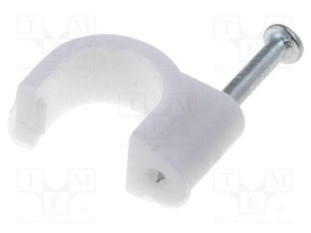 Holder; white; Application: on round cable; 100pcs; with a nail