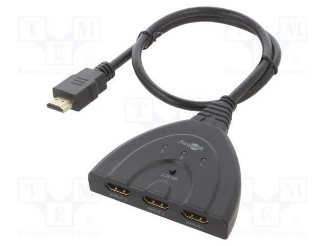 Switch; HDCP 2.2,HDMI 2.0; 0.55m; black; Input: HDMI socket x3