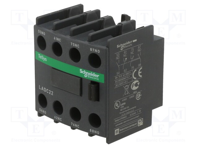 Auxiliary Contact, Schneider TeSys D LC1D/CAD & TeSys F LC1F/CR1F Series Contactors, 2NO-2NC