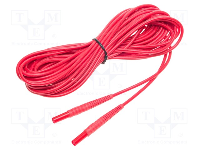 Test lead; banana plug-banana plug; insulated; Urated: 1kV; red