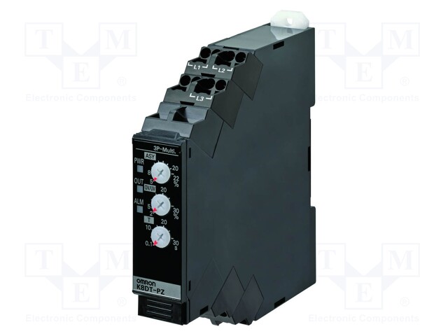 Phase Monitoring Relay, K8DT-PZ Series, SPST-NO, DIN Rail, Screw