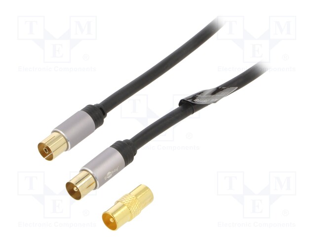 Cable; 75Ω; 5m; coaxial 9.5mm socket,coaxial 9.5mm plug; black
