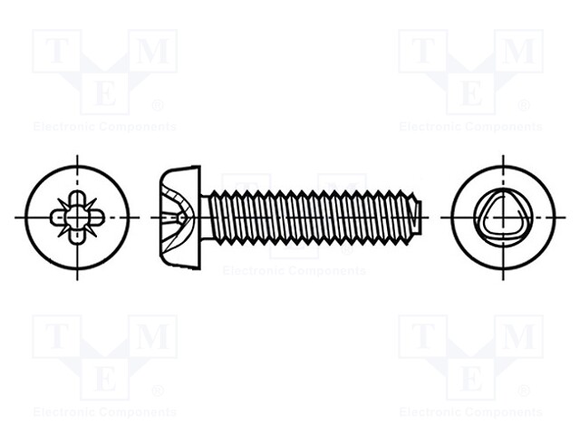 Screw; for metal; 4x6; Head: cheese head; Pozidriv; hardened steel