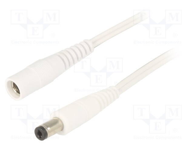 Cable; DC 5,5/2,1 plug,DC 5,5/2,1 socket; straight; 0.5mm2; 1.5m