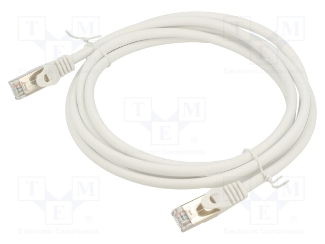 Patch cord; S/FTP; 6a; solid; Cu; LSZH; white; 2m; 27AWG; Cablexpert