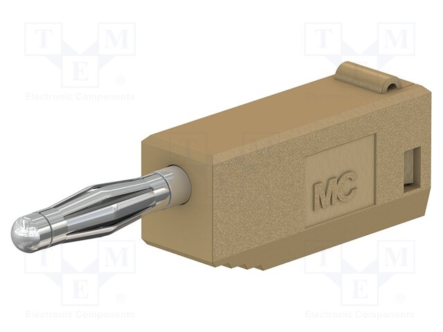 Plug; 2mm banana; 10A; 30VAC; 60VDC; brown; nickel plated; 0.5mm2