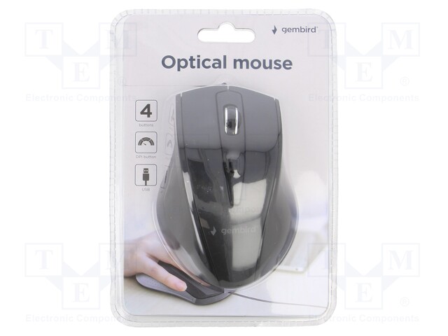 Optical mouse; black; USB A; wired; Features: DPI change button