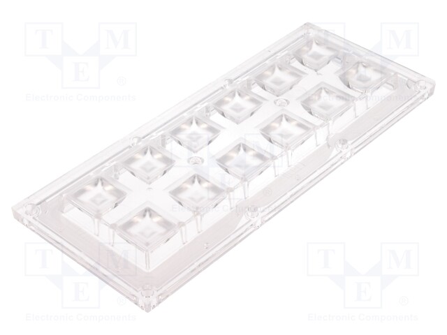 LED lens; rectangular; transparent; 50÷67°; H: 11.4mm