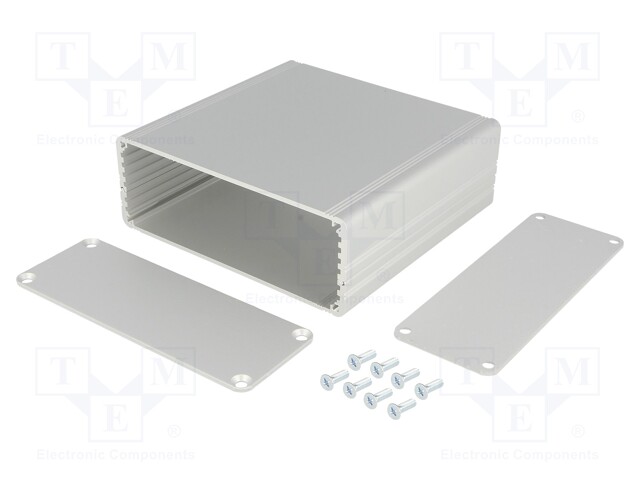 Enclosure: with panel; AKG; X: 105mm; Y: 100mm; Z: 38mm; aluminium