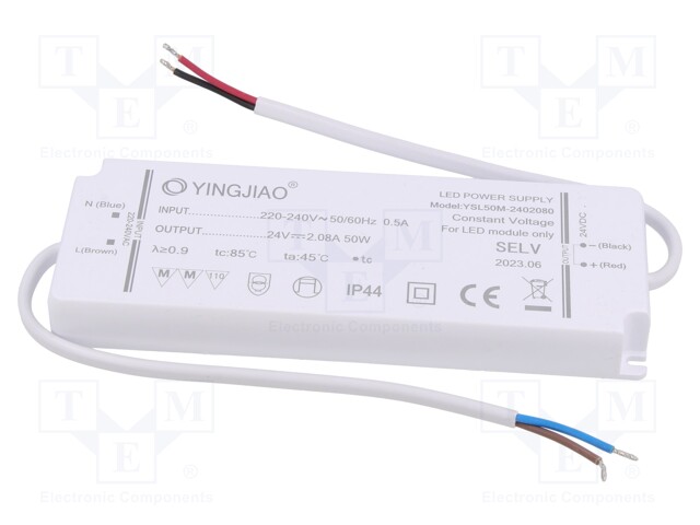 Power supply: switched-mode; LED; 50W; 24VDC; 2.08A; 220÷240VAC