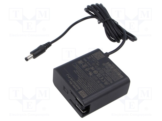 Power supply: switched-mode; plug; 18VDC; 3.62A; 65.1W; 91%