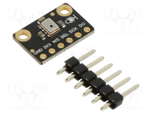 Module: audio; microphone; I2S; 3.3VDC; pin strips; 11x16mm