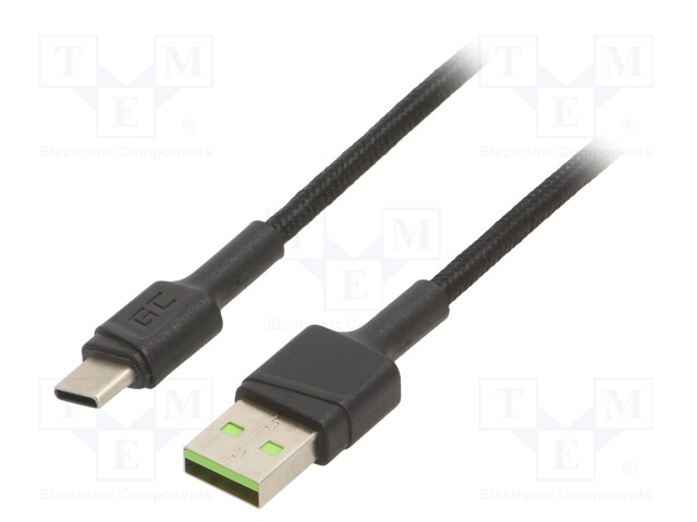 Cable; USB 2.0; USB A plug,USB C plug; 2m; black; 480Mbps