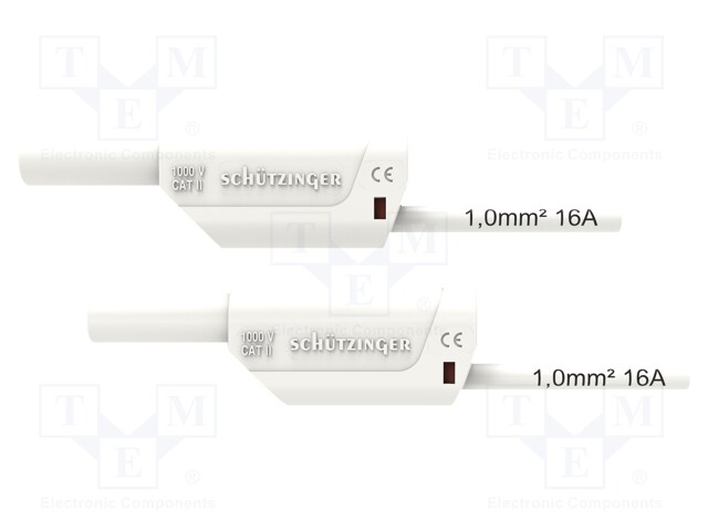 Test lead; 16A; banana plug 4mm,both sides; Urated: 1kV; Len: 2m