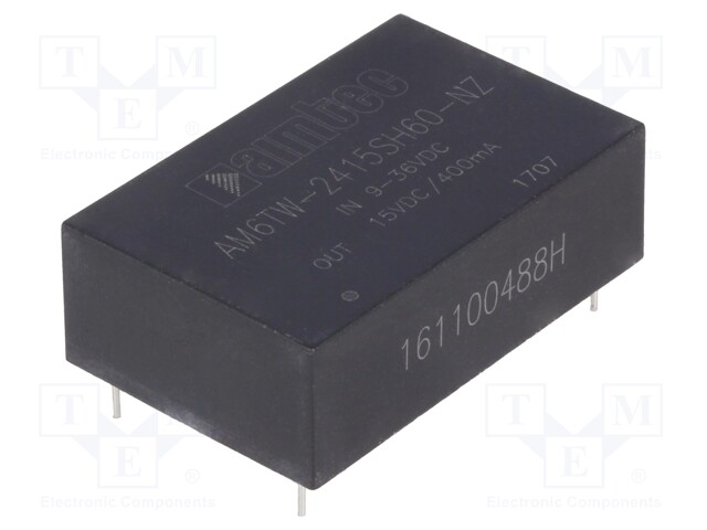 Converter: DC/DC; 6W; Uin: 9÷36V; 15VDC; Iout: 400mA; DIP24; 13g