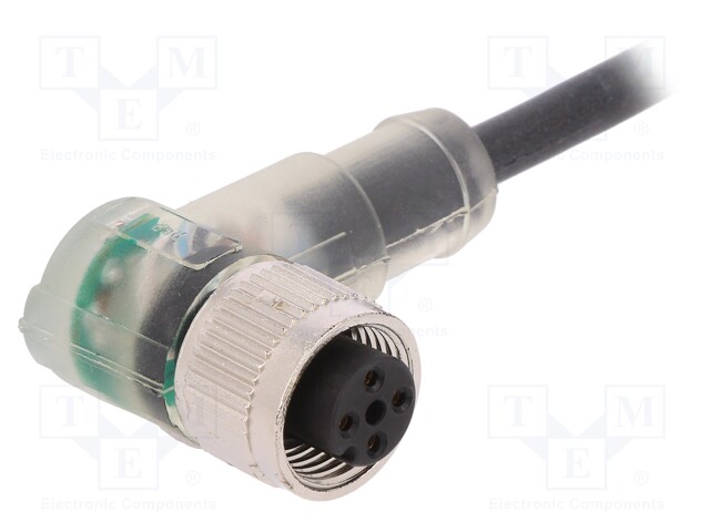 Connection lead; M12; PIN: 4; angled; 10m; plug; 24VAC; 4A; -25÷80°C