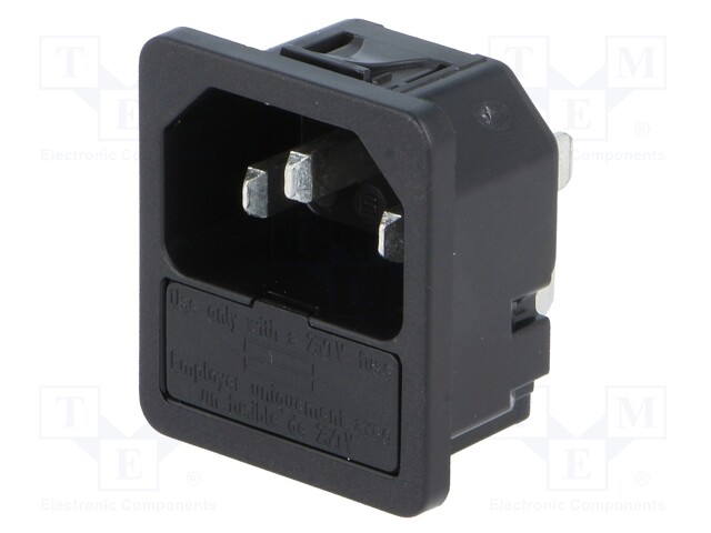 Connector: AC supply; socket; male; 10A; 250VAC; IEC 60320