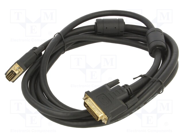 Cable; dual link; DVI-D (24+1) plug,both sides; 3m; black