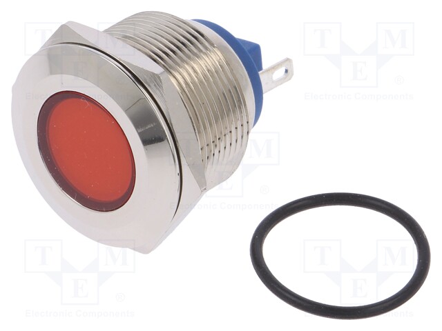 Indicator: LED; flat; 24VDC; 24VAC; Cutout: Ø22mm; brass