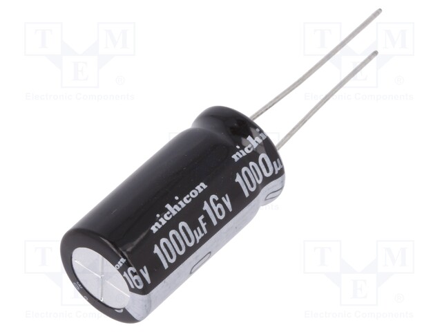 Capacitor: electrolytic; THT; 1000uF; 16VDC; Ø12.5x25mm; Pitch: 5mm