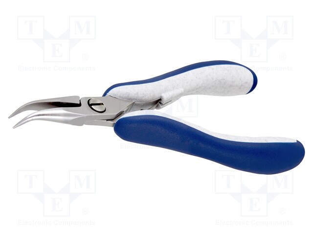 Pliers; curved,half-rounded nose,smooth gripping surfaces