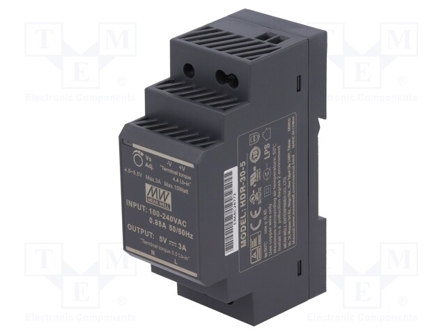 Power supply: switched-mode; 15W; 5VDC; 4.5÷5.5VDC; 3A; 85÷264VAC