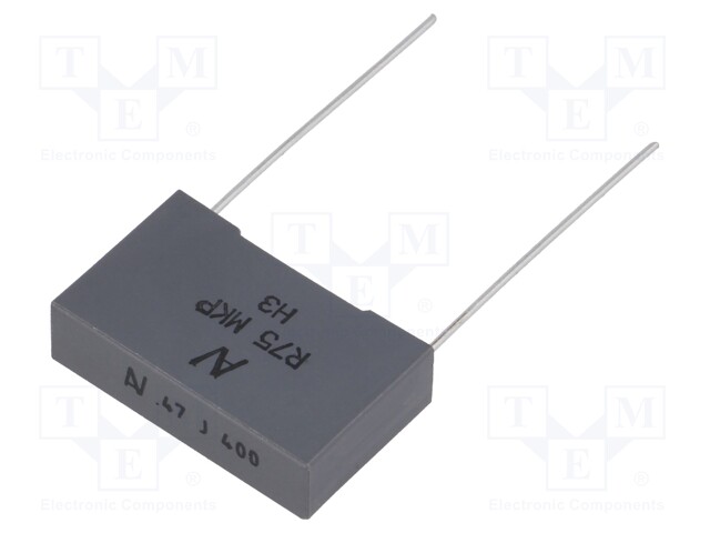 Capacitor: polypropylene; 470nF; 22.5mm; ±5%; 26.5x7x16mm; 300V/μs