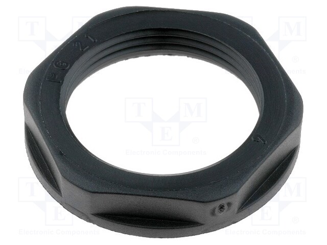 Nut; PG21; polyamide; UL94V-2; 36mm; black; -20÷100°C; Thread: PG