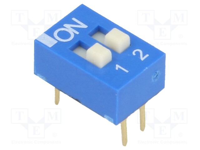 Switch: DIP-SWITCH; Poles number: 2; ON-OFF; 0.025A/24VDC; Pos: 2