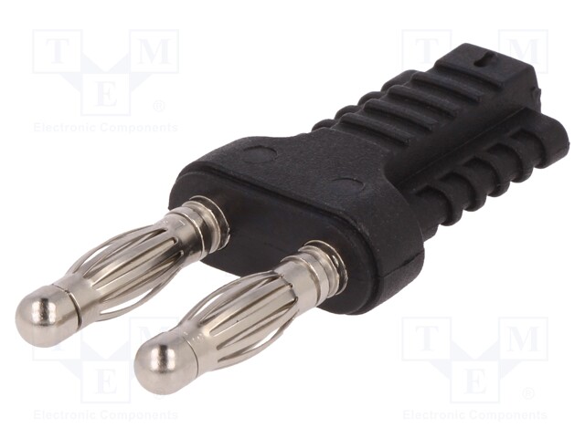 Stackable safety shunt; banana 4mm socket,banana 4mm plug x2