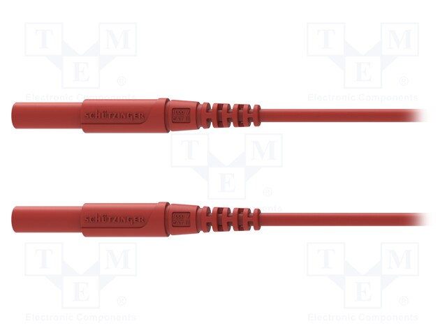 Test lead; 16A; 4mm banana plug-4mm banana plug; Len: 1.5m; red