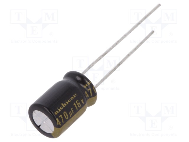 Capacitor: electrolytic; THT; 470uF; 16VDC; Ø8x11.5mm; Pitch: 3.5mm