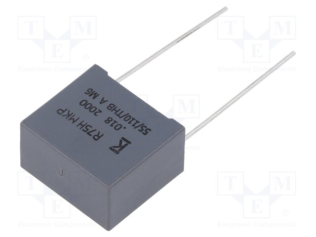 DC Film Capacitor, 0.018 µF, 2 kV, Metallized PP, ± 5%, R75H Series, Radial Box