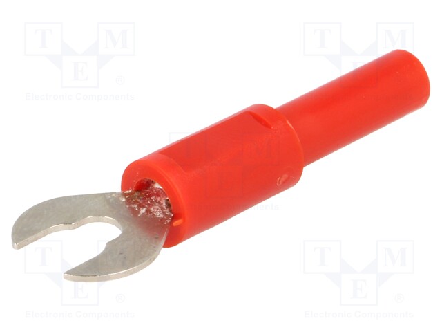 Adapter; banana 4mm socket,fork terminal; 60VDC; 36A; red; 1mΩ