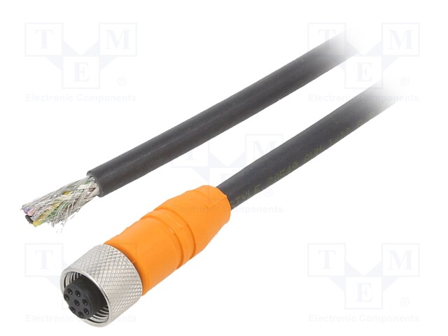 Connection lead; M12; PIN: 8; straight; 5m; plug; 30VAC; 4A; -25÷80°C