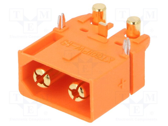 Socket; DC supply; XT60; male; PIN: 3; on PCBs; THT; Colour: orange