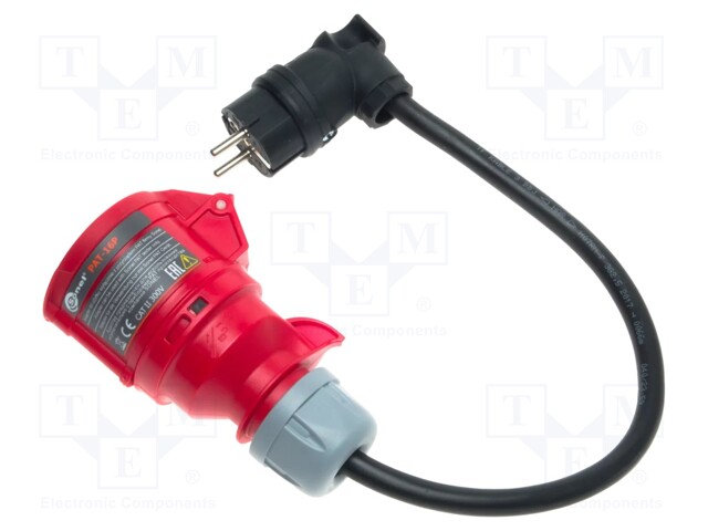 Adapter for three phase sockets; 16A; angle plug EU; 265V; IP40