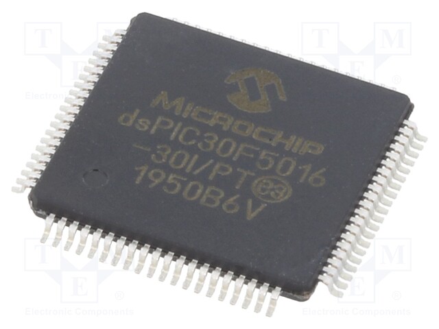 DsPIC microcontroller; SRAM: 2.048kB; Memory: 66kB; TQFP80; 0.5mm