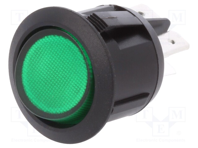 ROCKER; DPST; Pos: 2; OFF-ON; 20A/12VDC; green; LED 12VDC; 50mΩ