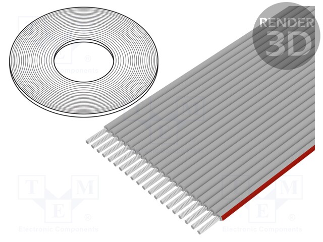 Wire: ribbon; 1.27mm; stranded; Cu; 20x28AWG; unshielded; PVC; grey